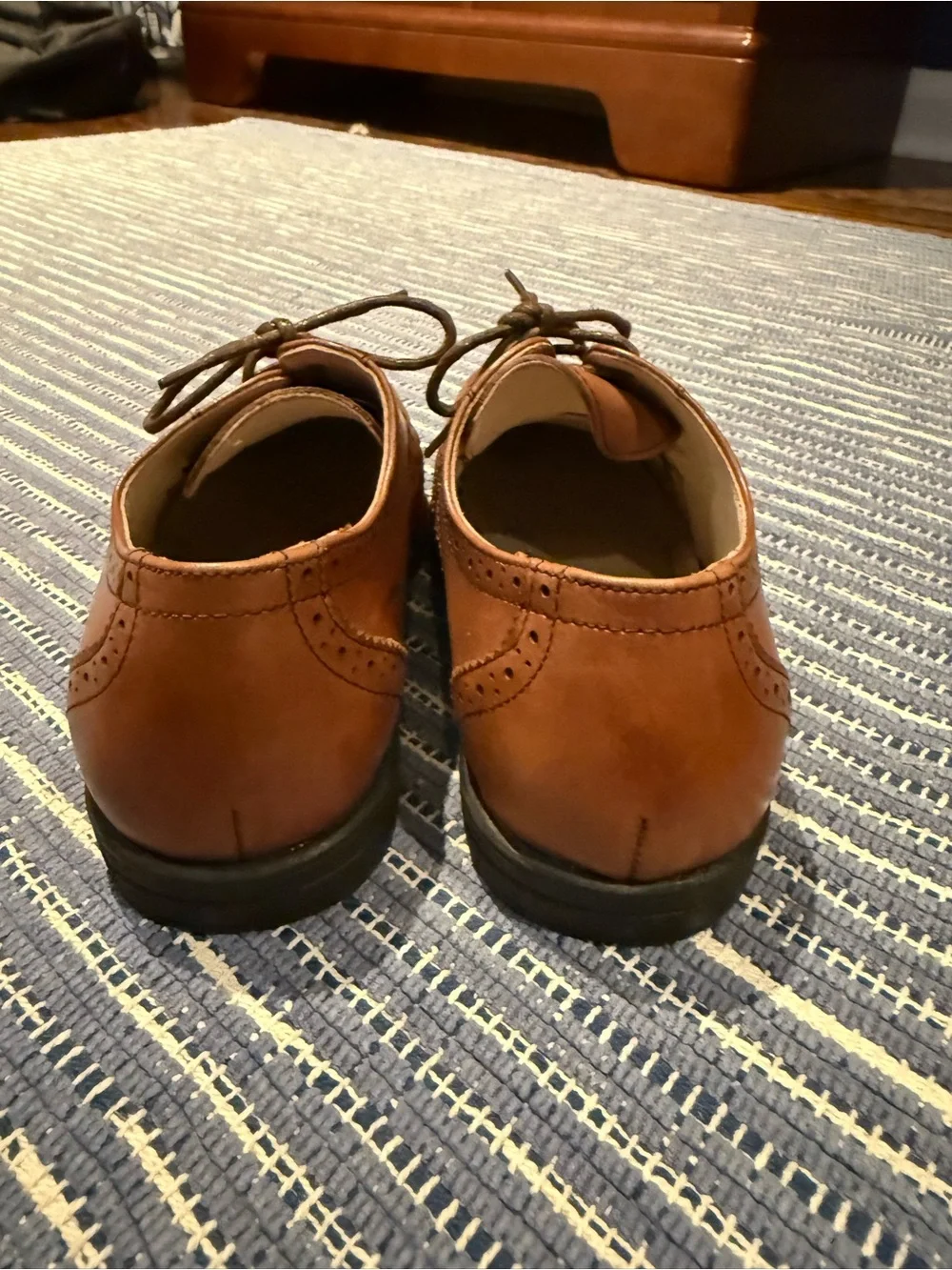 Florsheim Cognac Leather Wingtip Derby Oxfords for little kids